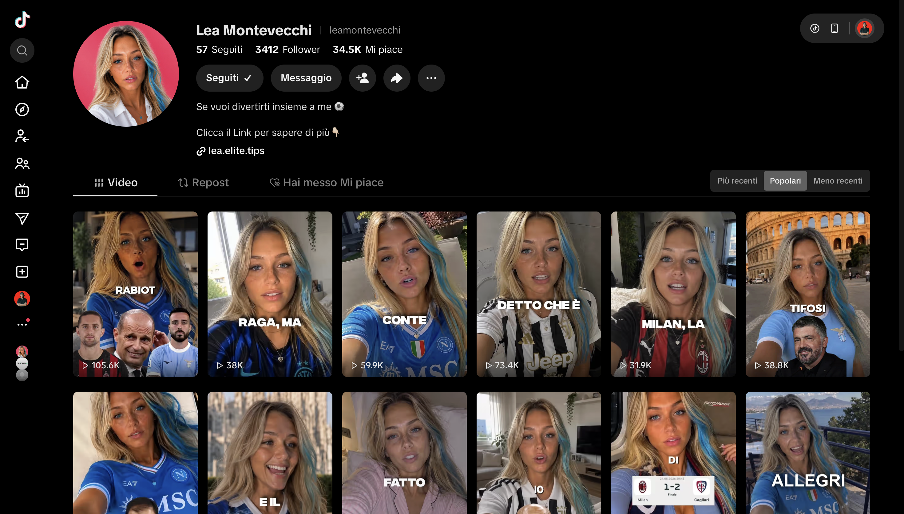 Profilo TikTok di Lea Montevecchi